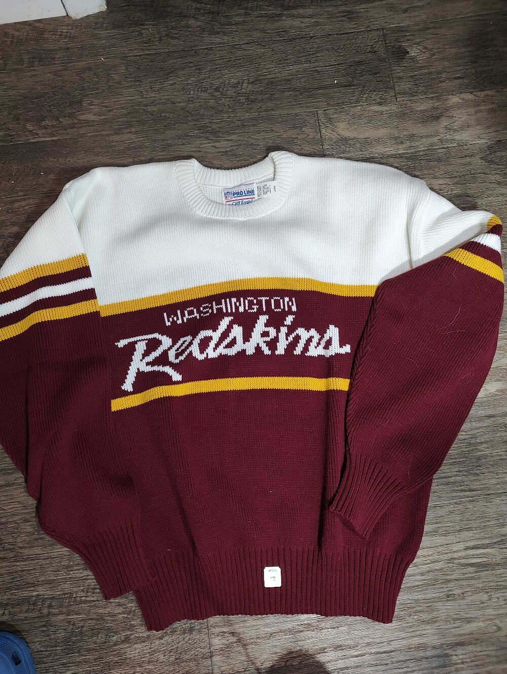 Pro Line NFL Washington Redskins Maroon & White Crewneck Sweater Size L Wool